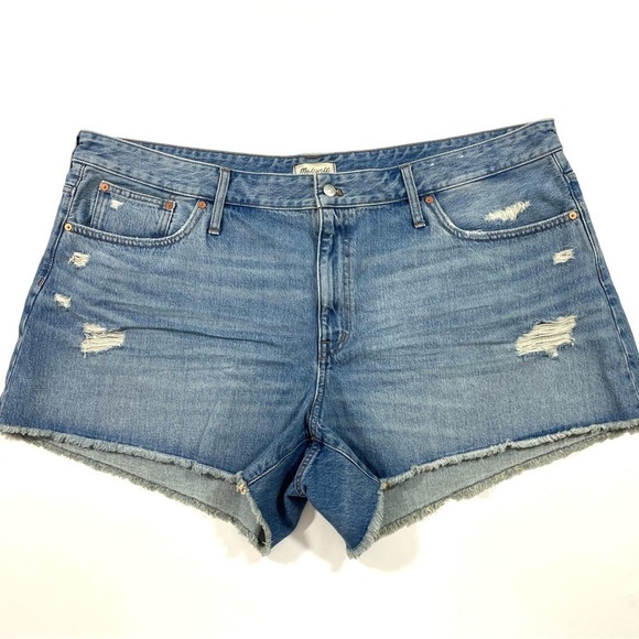 Madewell Plus Relaxed Denim Shorts Renfield Wash Destructed Edition 24W - Picture 3 of 9
